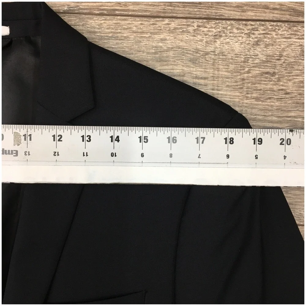 BAR III Men Wool Blazer Sport Coat Casual Jacket Size 42L Slim‎ Fit Black Suit